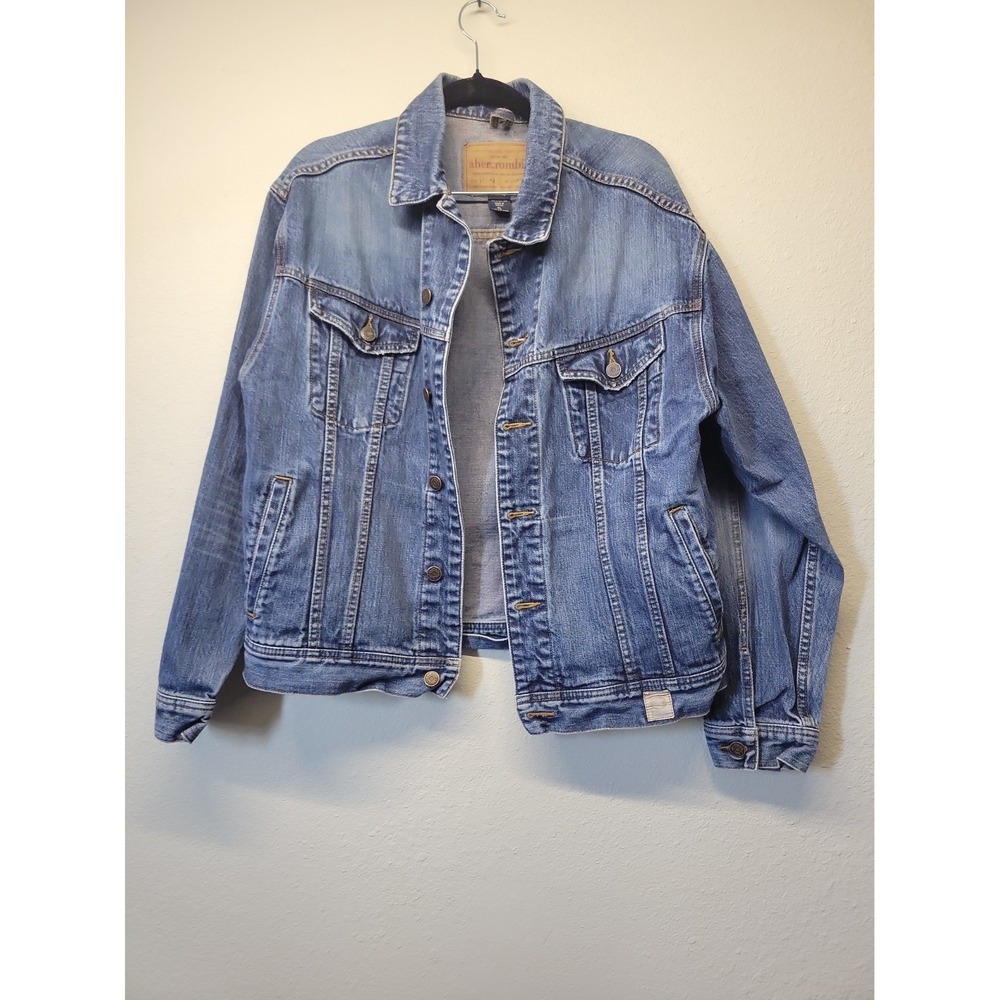 Vtg Abercrombie & Fitch Trucker Denim Jacket Men's Sz XL Workwear Blue Jean